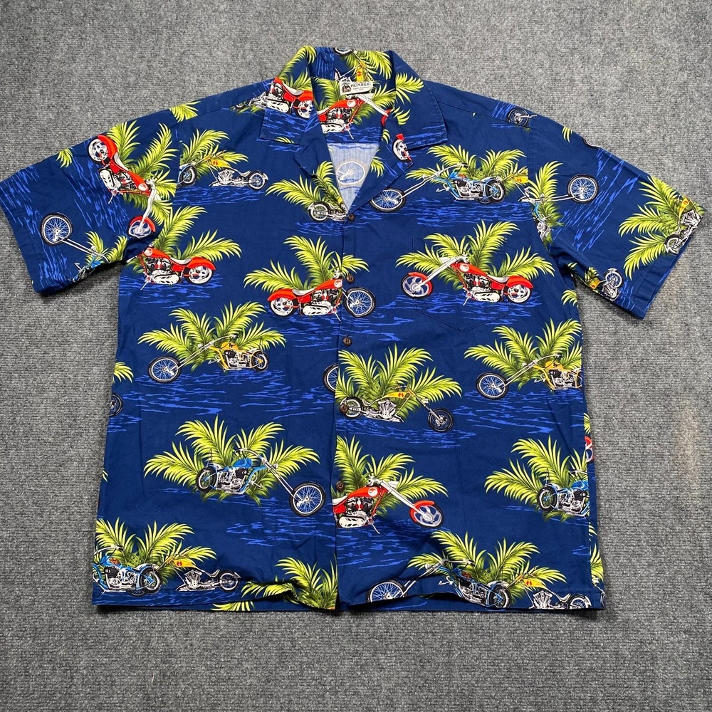 Aloha Republic Vintage Size XL Button Down Shirt Motorcycle‎ Biker Hawaiian Mens
